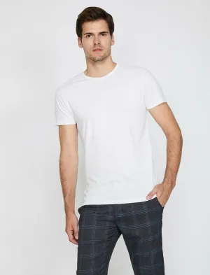 10595b Off-White Crew Neck Cotton T-Shirt