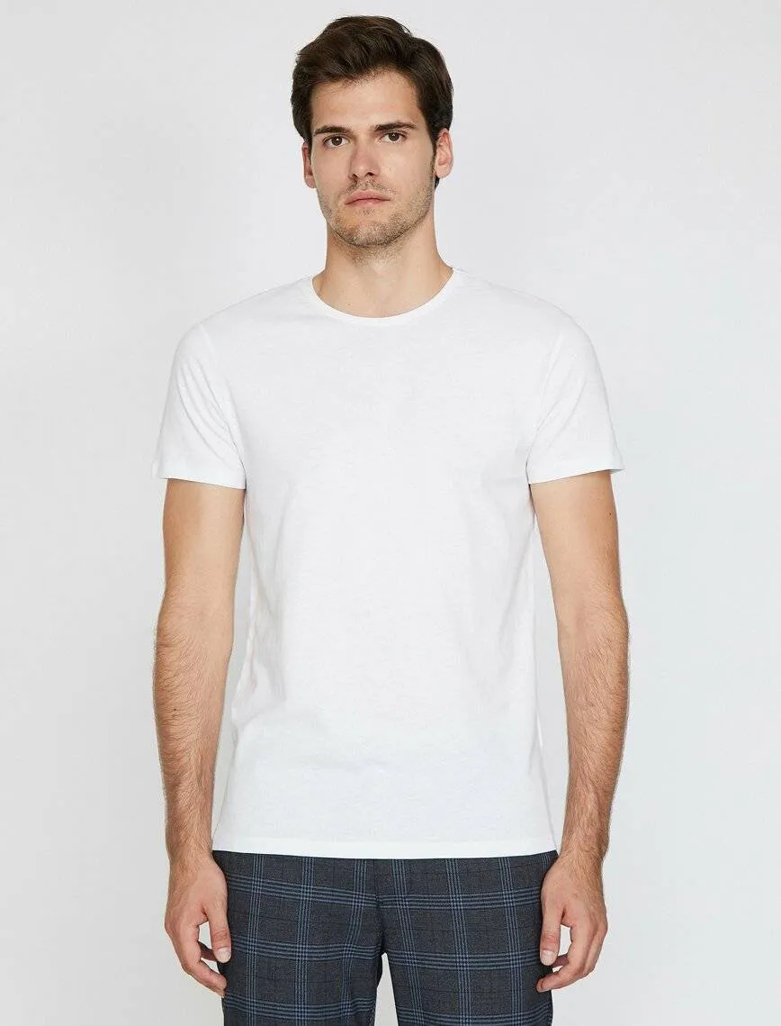 10595b Off-White Crew Neck Cotton T-Shirt