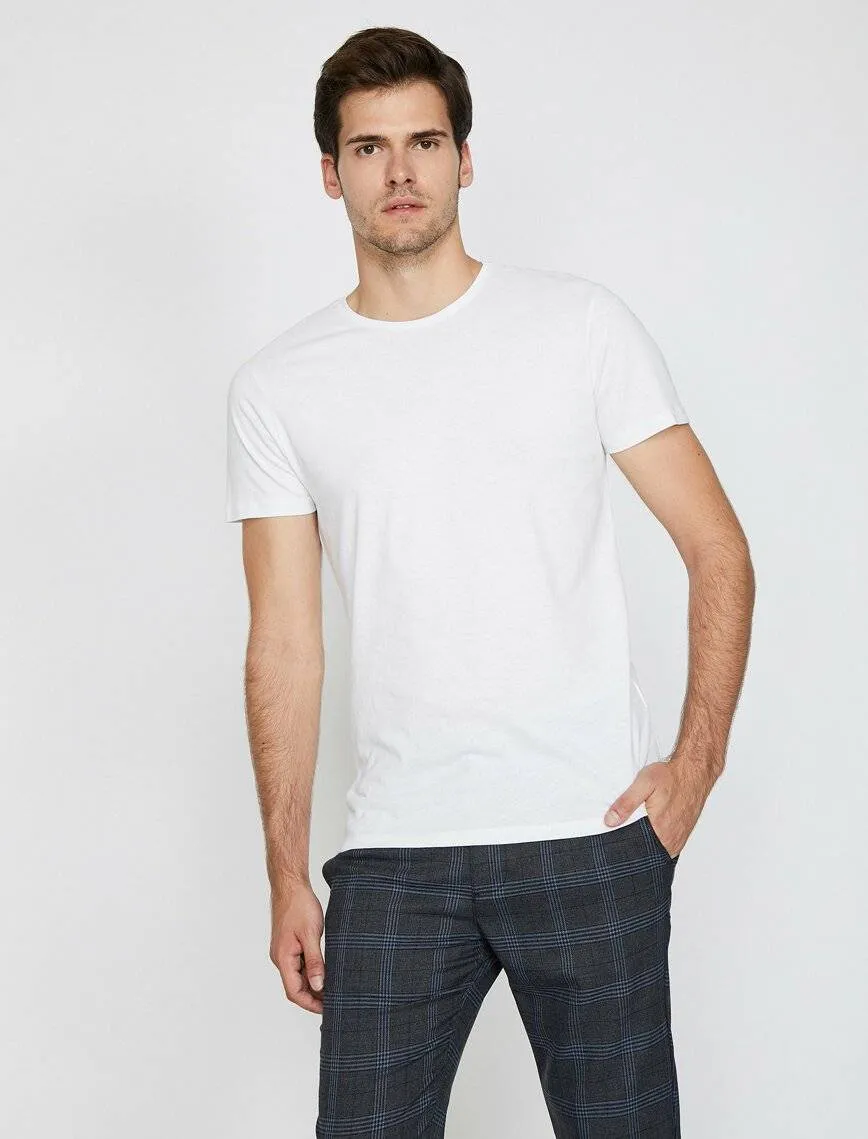 10595b Off-White Crew Neck Cotton T-Shirt