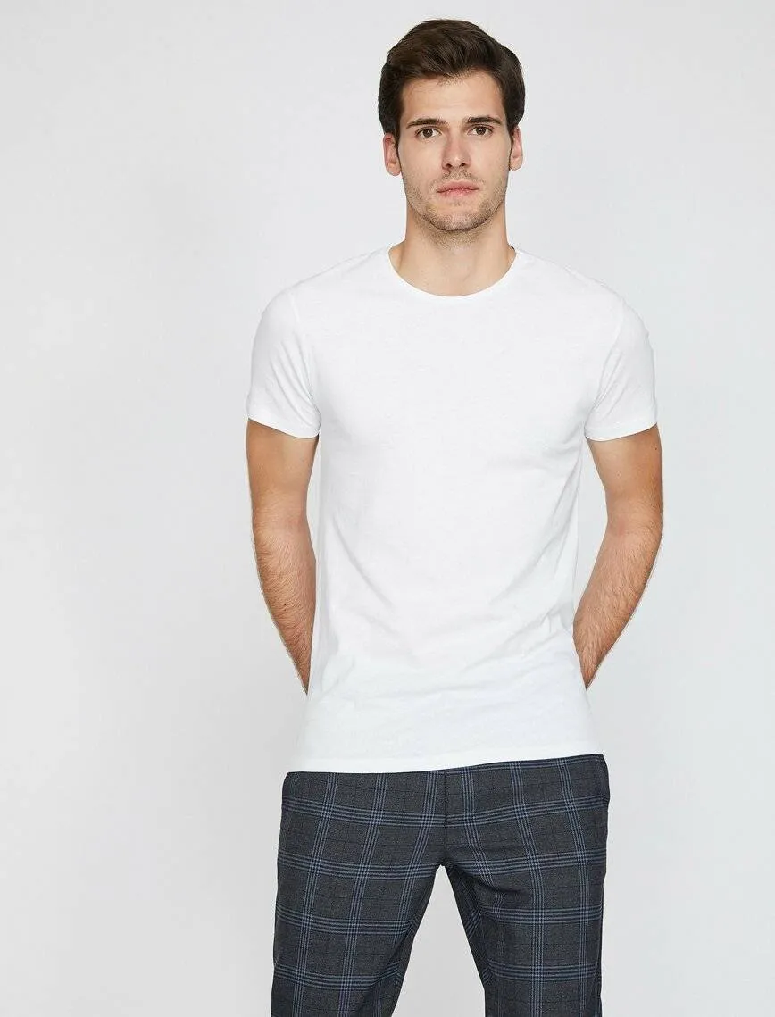 10595b Off-White Crew Neck Cotton T-Shirt