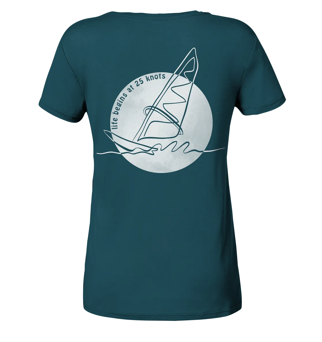 "Life begins at 25 Knots Backtail" - Damen Premium Organic Shirt