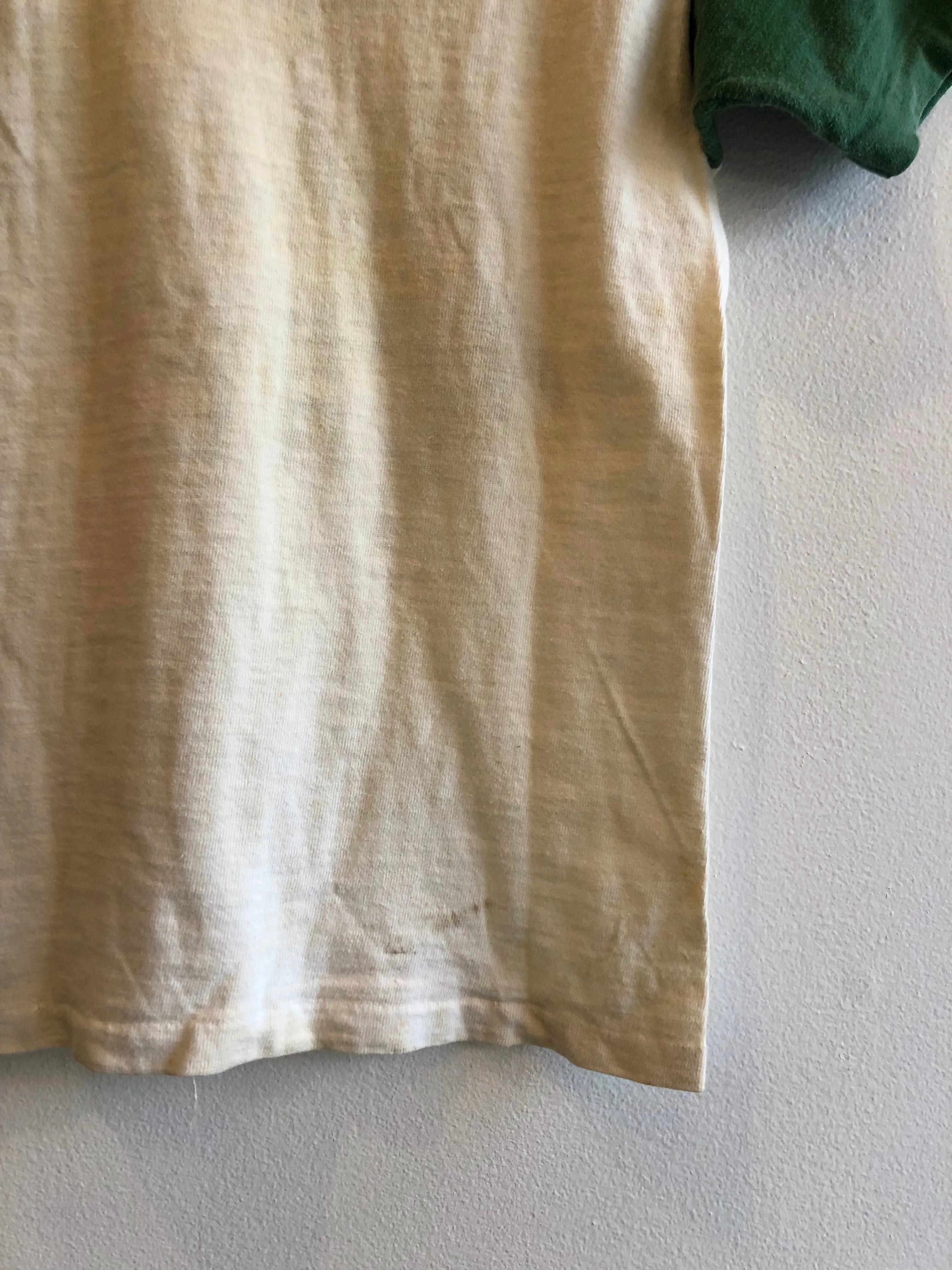 Vintage 1950s Green Plaza Acres Flock-Printed T-Shirt