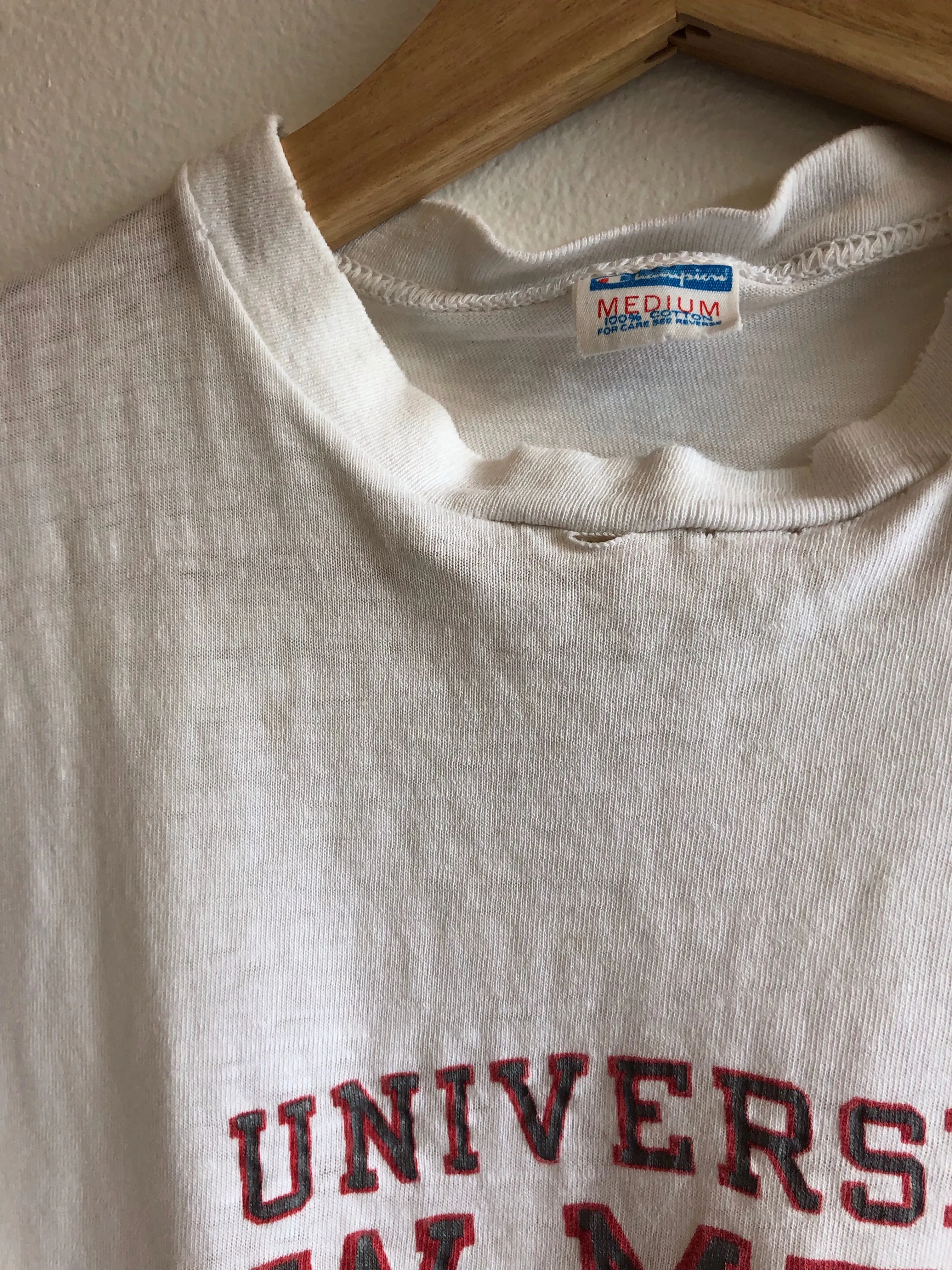 Vintage 1970s University of New Mexico Champion Blue Bar T-Shirt